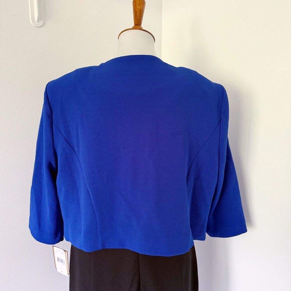 Womens NEW Maya Brooke Black Blue Blazer Jacket Sheath Dress Set Size 16 Stretch - Picture 9 of 16